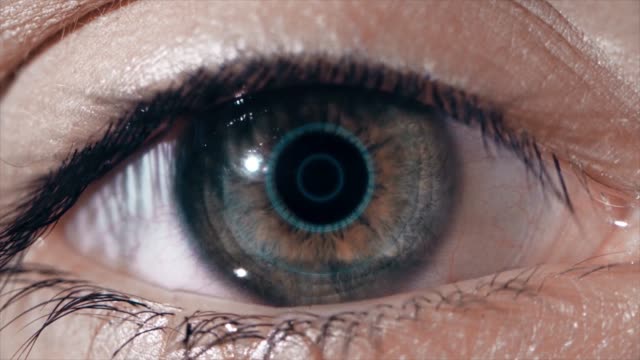 Technological-lens-on-the-eye.-The-concept-of-future-technologies.-Female-eye-with-futuristic-lens,-macro