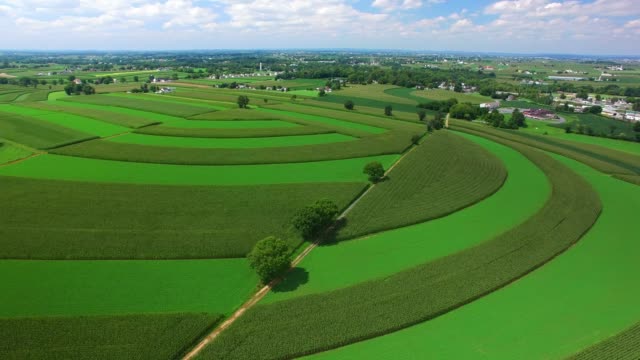 Tracks-von-Amish-Ackerland-zu-trainieren,-wie-gesehen-von-Drohne