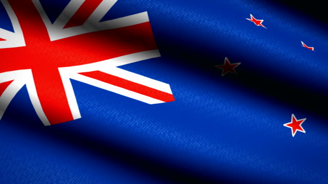 New-Zealand-Flag-Waving-Textile-Textured-Background.-Seamless-Loop-Animation.-Full-Screen.-Slow-motion.-4K-Video
