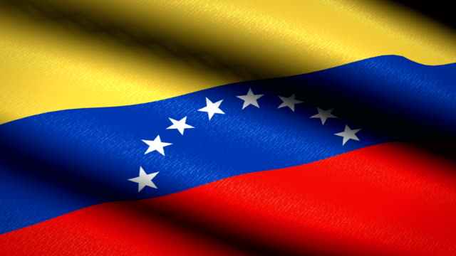 Bandera-de-Venezuela-ondeando-textil-textura-de-fondo.-Seamless-Loop-animación.-Pantalla-completa.-Cámara-lenta.-Vídeo-de-4-K