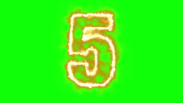 cinco-caliente-ardiente-número-en-pantalla-verde