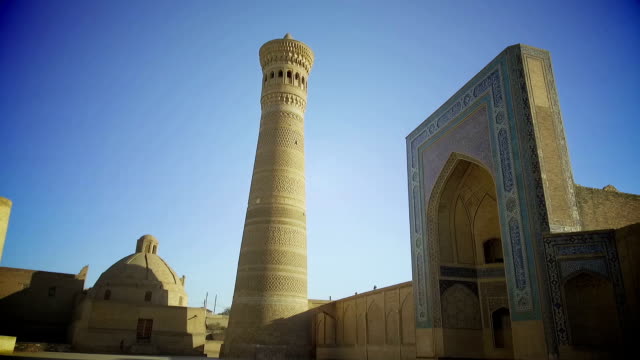 Minarete-de-Kalyan-en-Khiva,-Uzbekistán.
