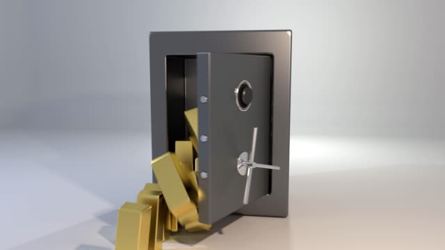 Safe-vault-opening-spilling-gold-bars-golden-valuable-win-4K
