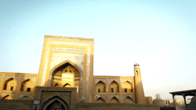 Madrassa-Detail-in-Chiwa,-Usbekistan