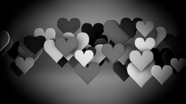 Black-heart-shapes-3D-render-seamless-loop-animation