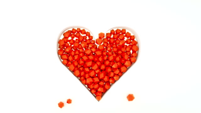 Herzform-aus-roten-Polyeder-3D-Render-animation