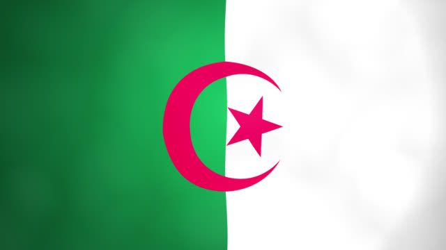 Algerien-Land-winken-3D-Flagge-Duo-Übergang-Hintergrund