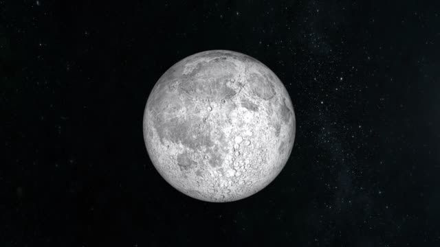 The-moon-is-all-illuminated-by-the-sun.-The-moon-is-motionless-and-slowly-approaching.-View-from-space.-Stars-twinkle.-4K.