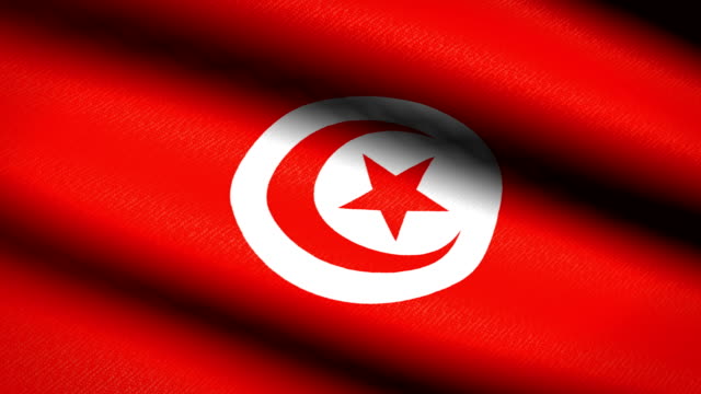 Tunesien-Fahnenschwingen-Textile-strukturierten-Hintergrund.-Seamless-Loop-Animation.-Vollbild.-Slow-Motion.-4K-Video