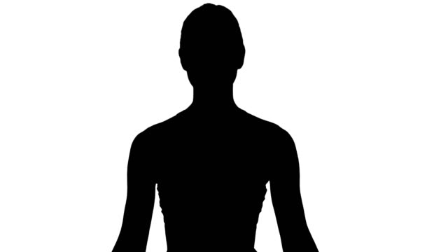 Silhouette-Frau-praktizieren-Yoga-Meditation-lächelnd