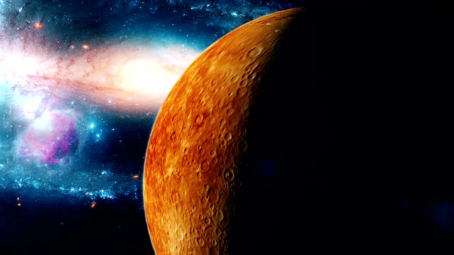Realistic-beautiful-planet-Mercury-from-deep-space