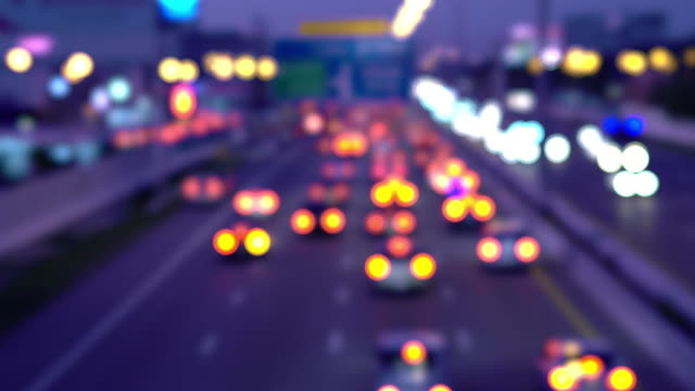 Defocused-Traffic-Light-on-Highway