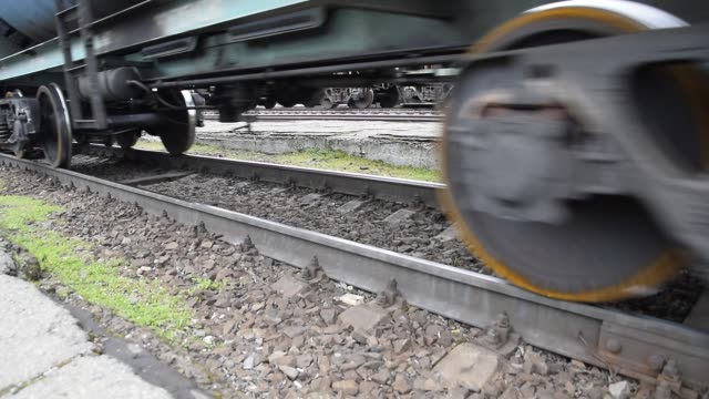 Movement-of-a-freight-train.-Tanks-on-rails.-Wheels-of-the-train