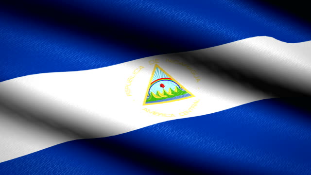 Nicaragua-Flag-Waving-Textile-Textured-Background.-Seamless-Loop-Animation.-Full-Screen.-Slow-motion.-4K-Video