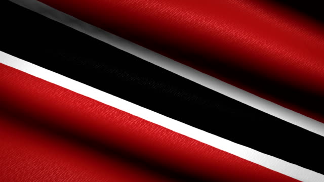 Trinidad-und-Tobago-Fahnenschwingen-Textile-strukturierten-Hintergrund.-Seamless-Loop-Animation.-Vollbild.-Slow-Motion.-4K-Video