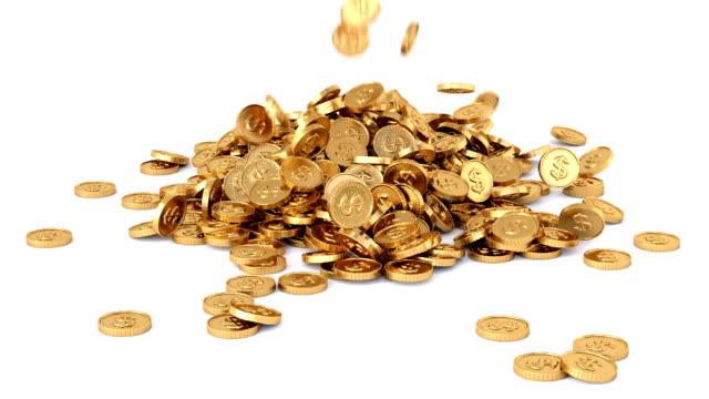 Gold-Dollar-Münzen-fallen