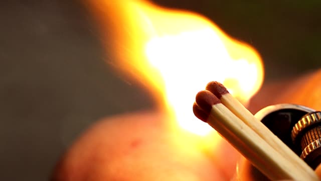 Matches-ignited-and-its-flame-shot-in-super-slow-motion