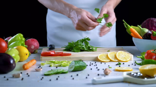 Chef-is-plucking-fresh-parsley