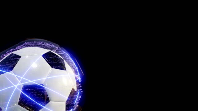 Soccer-Ball-Rotation-Whith-Partikelsystem-auf-schwarzem-Hintergrund-4k