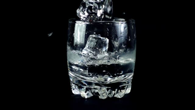 The-ice-cubes-falling-in-a-glass.-Slow-motion.