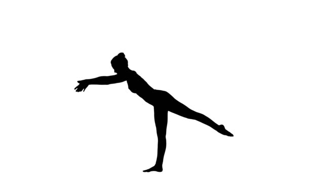 Silhouette-Tuladandasana-oder-Balancing-Stick-Pose-ist-eine-fortgeschrittene-Yoga-Haltung-von-schönen-Yogi-Frau-gemacht
