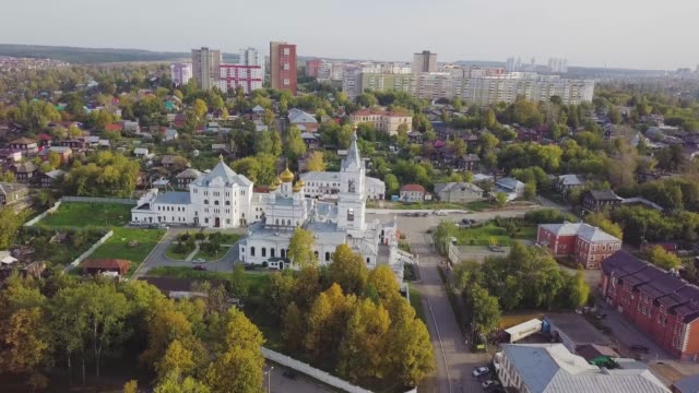 View-from-the-drone-of-the-Church.-Clip.-Top-view-of-the-temple-in-the-city.-The-big-Church-in-the-city-centre