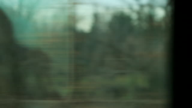 Urban-city-landscape-seen-from-a-moving-train-in-motion