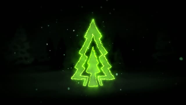 Árbol-de-Navidad-resplandeciente-revelación-de-línea-desde-la-línea-de-fondo-oscuro