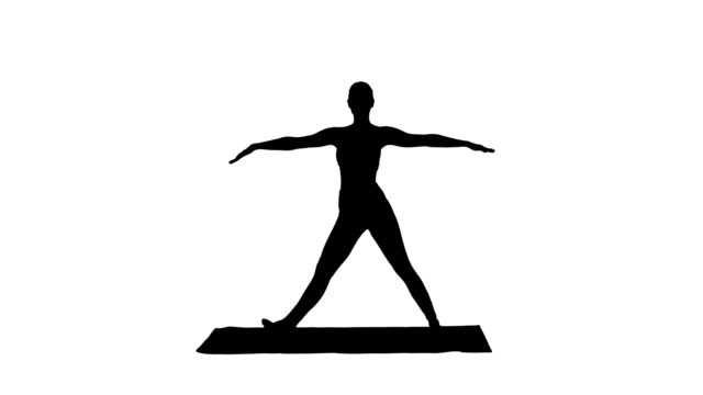 Silhouette-junge-Yogi-attraktive-Frau-praktizieren-Yoga-Konzept,-stehend-in-Utthita-Parsvakonasana-ausüben