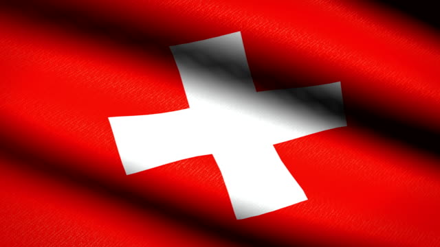Switzerland-Flag-Waving-Textile-Textured-Background.-Seamless-Loop-Animation.-Full-Screen.-Slow-motion.-4K-Video