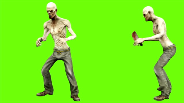 Zombie-attacks---seperated-on-green-screen.-Loopable.-4k.