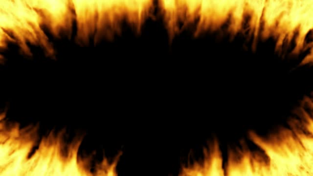 Oval-fiery-frame-on-a-black-background-moves-away-from-the-viewer