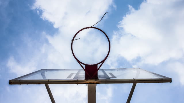 A-basketball-hoop-with-moving-cloud-background
