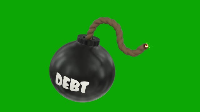 Schulden-Bombe-Cartoon-Toon-Sicherung-brennt-beleuchteten-Timer-Funken-Kugel-Kugel-Schleife-4k