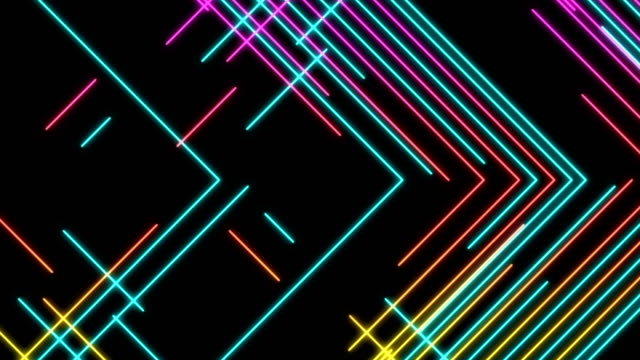 Escuadra-línea-abstracta-iluminación-móvil-color-amarillo-y-azul-rosado,-transferencia-de-datos-digitales-de-la-red-de-tecnología-diseño-de-concepto,-brillante-sobre-fondo-negro-sin-fisuras-bucle-de-animación-4K,-con-espacio-de-copia