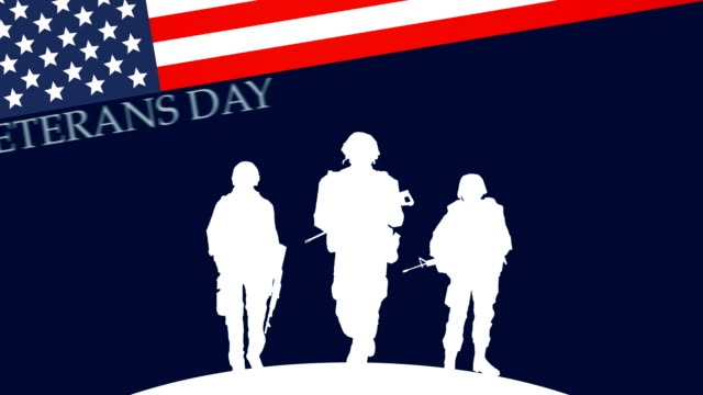 4K-Offizier-Silhouette-Soldat-Salute,-amerikanische-USA-Flagge,-Uniform