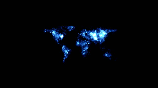 Las-luces-del-mapa-del-mundo-brillan-en-la-animación-nocturna