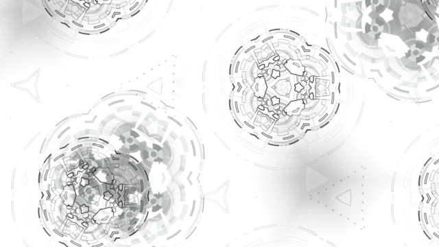 Abstrakt-Runde-Kaleidoskop-Animation,-Hi-Tech-Hintergrund-mit-Kreisen.