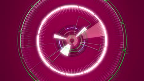 Pink-abstract-round-animation,-hi-tech-background-with-circles.-Futuristic-Sci-Fi-HUD-effect.
