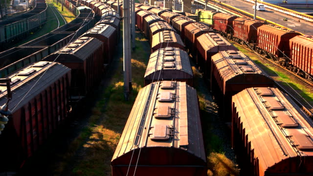 Largo-tren-trenes-de-mercancías-con-muchos-vagones.