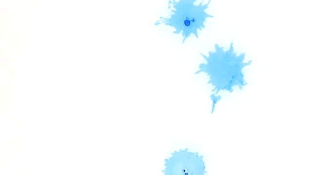 Blue-drops-ink-dropped-in-white-water.-Top-view.