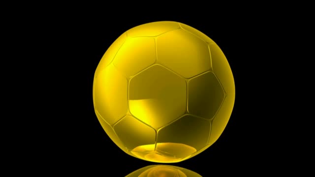 Balón-de-oro-gira-y-se-mueve-en-un-fondo-negro---3D-renderizado-video
