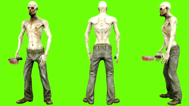Zombie-standing---seperated-on-green-screen.-Loopable.-4k.