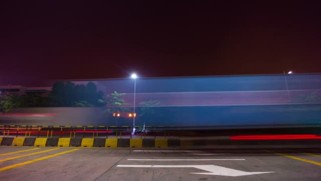 night-illuminated-shenzhen-city-traffic-port-road-panorama-4k-time-lapse-china