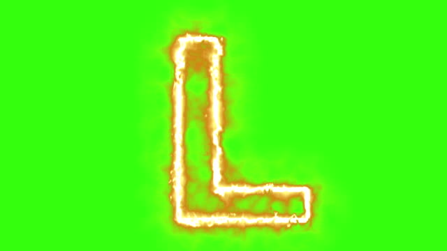 hot-burning-letter-on-green-screen