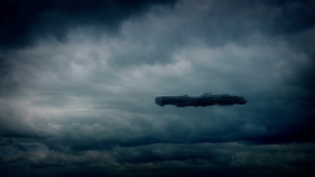 Large-Spaceship-In-Storm-Clouds