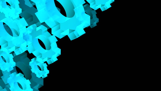 Abstrakte-transparente-3D-isometrische-virtuelle-Engineering-Gang-bewegte-Muster,-Teamarbeit-System-Konzept-Design-Abbildung-blau-Farbe-auf-schwarzem-Hintergrund-nahtlose-Schleife-Animation-4K-mit-textfreiraum