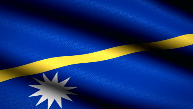 Nauru-Flag-Waving-Textile-Textured-Background.-Seamless-Loop-Animation.-Full-Screen.-Slow-motion.-4K-Video