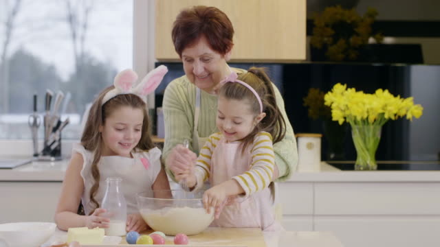 Grandmother-and-child-making-dough