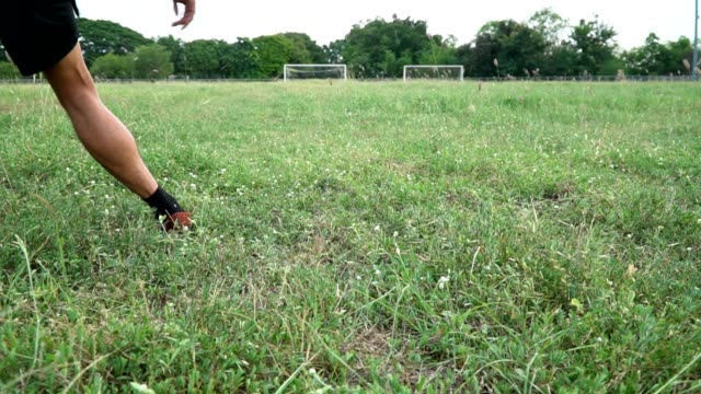 Fußballer-spielen-Fußball-auf-dem-Rasen.